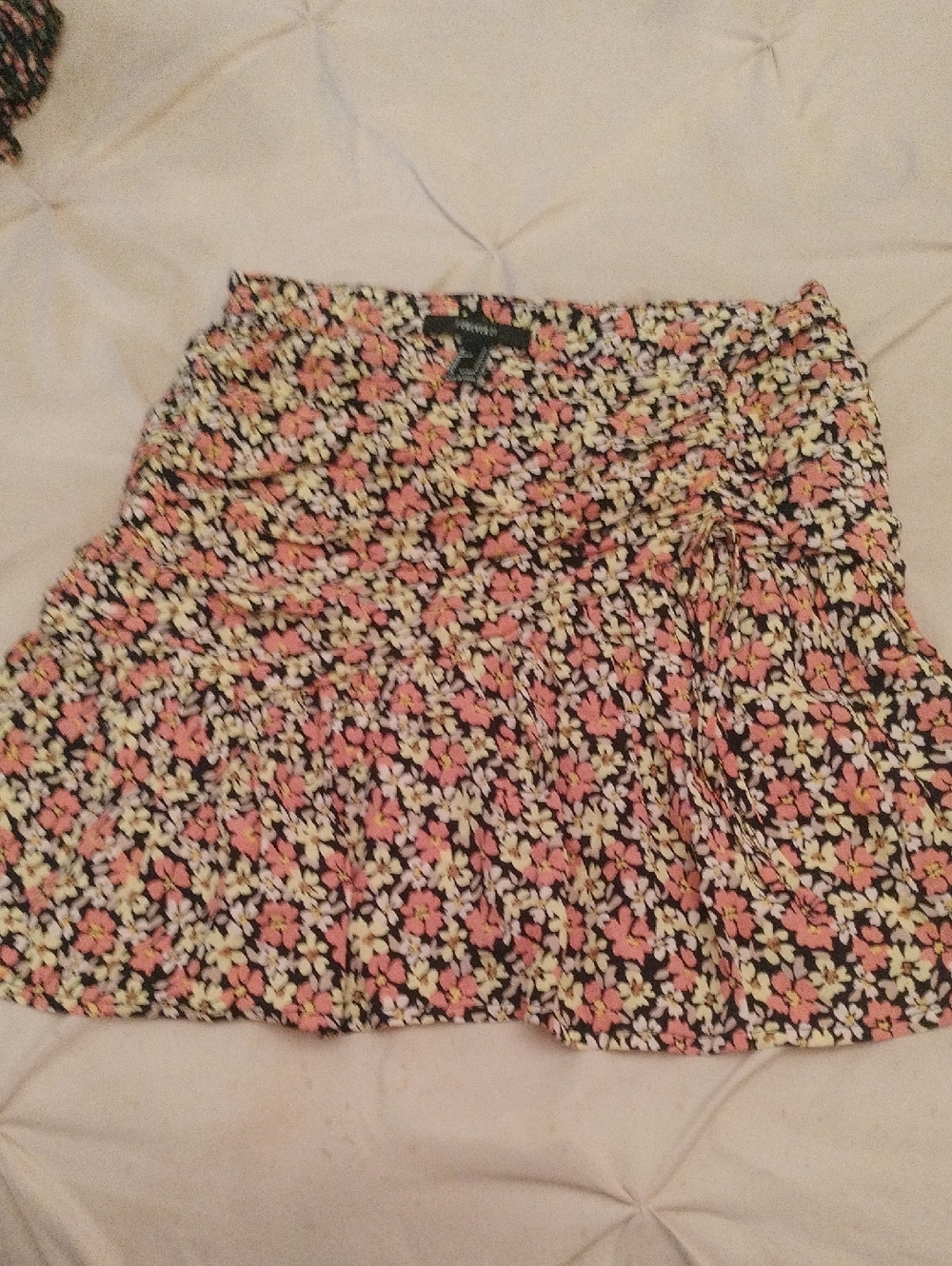 Forever 21 Floral Circle Skater Skirt in Pink & Cream